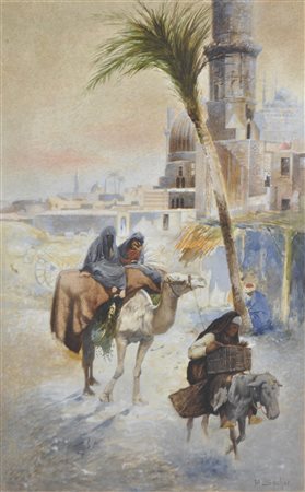 Rudolf Sochor (Prag/Praga 1868 - Wien/Vienna 1924) Cairo;Acquerello, 85 x 53...