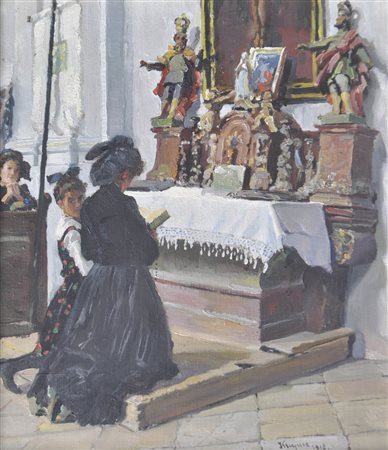 Victor Krupecz (Wien/Vienna 1884 - 1965) Donne in preghiera, 1918;Olio su...