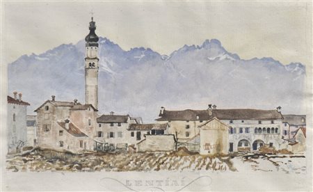 Hans Strohofer (Wien/Vienna 1885 - 1961) Lentiai, Belluno, 1918; Acquerello,...