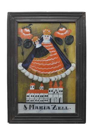 Anonym/Anonimo Pittura dietro vetro "S. Maria Zell", XIX sec.; 29,8 x 19 cm,...