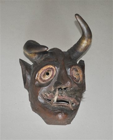 Anonym/Anonimo Maschera Krampus tirolese, 1900 ca.;Legno dipinto, corna di...