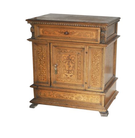 Anonym/Anonimo Armadietto intarsiato in stile Biedermeier;Legno, L 62 cm, I...