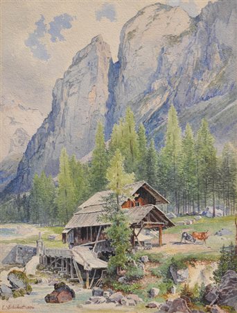 Heinrich Carl Schubert (Wien/Vienna 1827 - 1897) Paesaggio presso Cortina,...