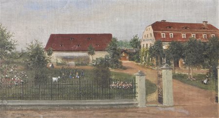 Halbach Podere "Weißer Hirsch", 1887;Öl auf Leinwand auf Holz, 22 x 39 cm,...