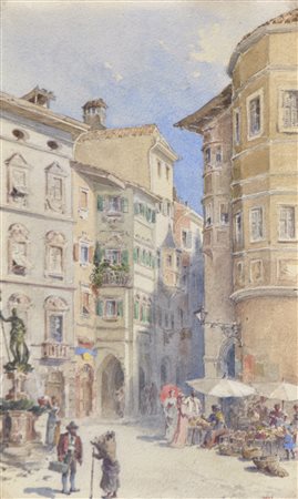 Ernst Fries (Heidelberg 1837 - München/Monaco di Baviera 1911) Mercato della...