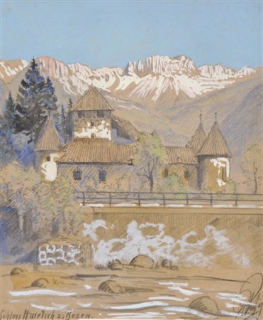 Künstler um 1900/Artista del 1900 ca. Castel Mareccio a Bolzano;Guazzo,...