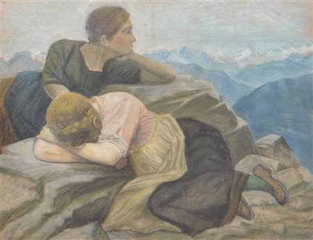 Thomas Walch Nachfolger/seguace La Patria perduta;Pastello, 32,2 x 42,5 cm,...