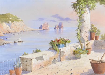 Maria Gianni (* 1873) Faraglioni di Capri;Tempera, 43 x 60,5 cm, in cornice...