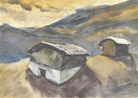 Gottfried Moroder (St. Ulrich in Gröden/Ortisei 1921 - 2016) Fienili in Val...