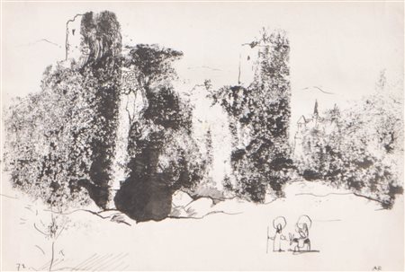 Anton Frühauf (Meran/Merano 1914 - 1999) Fuga in Egitto, 1972;China, 8,3 x...