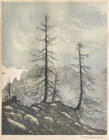 Felix Heuberger (Wien/Vienna 1888 - Hall in Tirol 1968) Paesaggio di montagna...