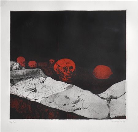 Karl Plattner Natura morta con nudo, 1974;Acquaforte e acquatinta, 31,3 x 33...