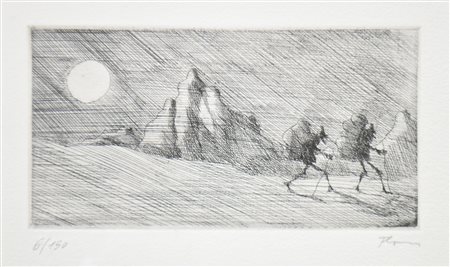 Paul Flora (Glurns/Glorenza 1922 - Innsbruck 2003) Ciclista nel chiaro di...