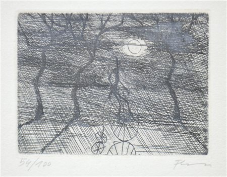 Paul Flora (Glurns/Glorenza 1922 - Innsbruck 2003) Ciclista nel chiaro di...