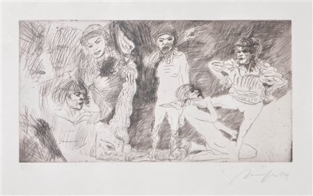 Alfred Hrdlicka (Wien/Vienna 1928 - 2009) Senza titolo, 1974;Acquaforte, 31 x...