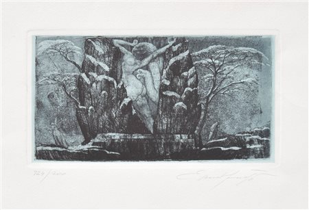 Ernst Fuchs (Wien/ Vienna 1930 - 2015) Senza titolo;Acquaforte, 16 x 29,5 cm...