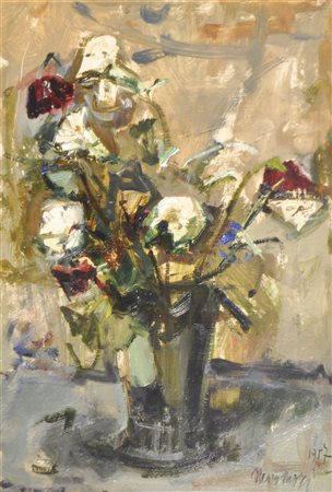 Neno Mori (Venedig/Venezia 1899 - 1968) Vaso di fiori, 1957;Olio su tela, 48...
