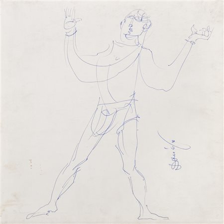 Dario Fo (Sangiano 1926 - Mailand/Milano 2016) Figura;Disegno a biro sulla...