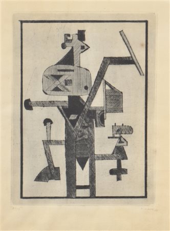 Frantisek Gross (Prag/Praga 1909 - 1985) Macchina, 1969;Acquaforte a col. su...