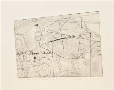 Ben Nicholson (Denham 1894 - Hamstead 1982) Monschen, 1968;Acquaforte su...
