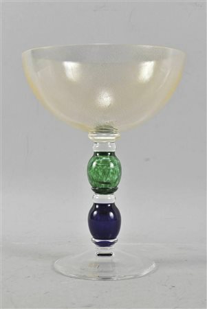 Vetreria Carlo Moretti Murano Coppa, Anni ’60;su piede e stelo composito...