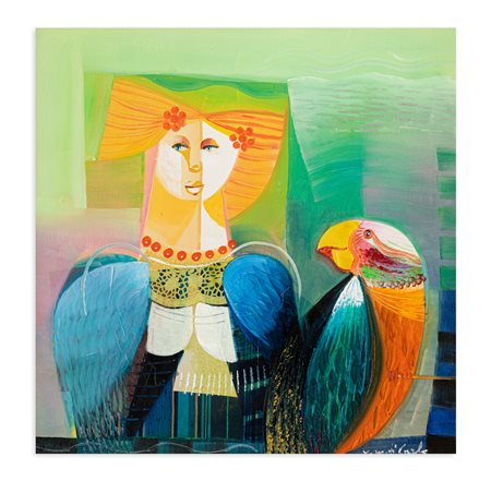 VITTORIO MARIA DI CARLO (1937-2015) - Figura con pappagallo