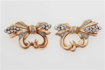 Coppia di spille con diamanti di vecchio taglio