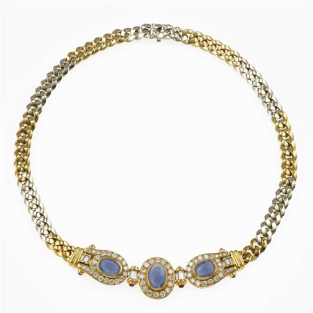 Girocollo con zaffiri Sri Lanka e diamanti
