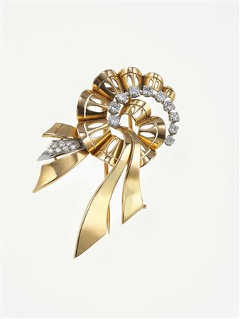 Spilla "fiocco" con diamanti