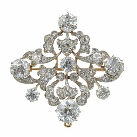 Kirkpatrick. Spilla con diamanti di vecchio taglio per ct 7.00 circa