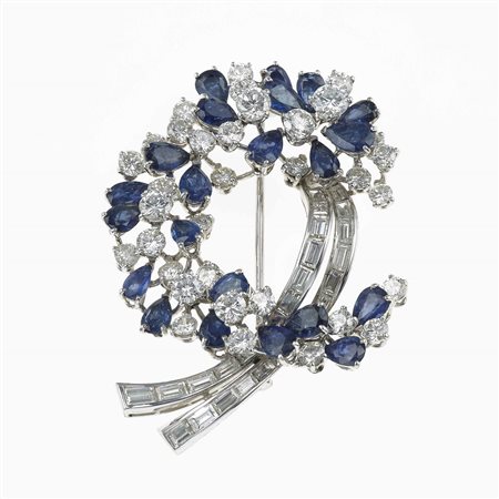 Spilla con zaffiri e diamanti