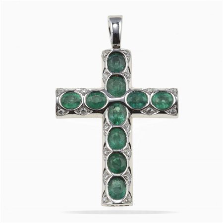 Pendente con smeraldi Africa e piccoli diamanti