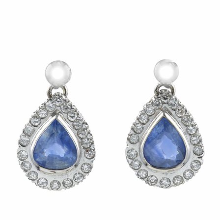 Orecchini con zaffiri Sri Lanka e diamanti