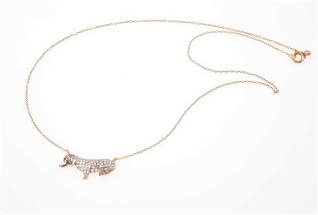 Pendente "bassotto" con pavé di diamanti 