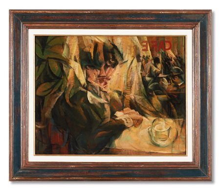 Roberto Marcello Baldessari "Donna + Caffè Parigi" 1918-19olio su cartonecm 49