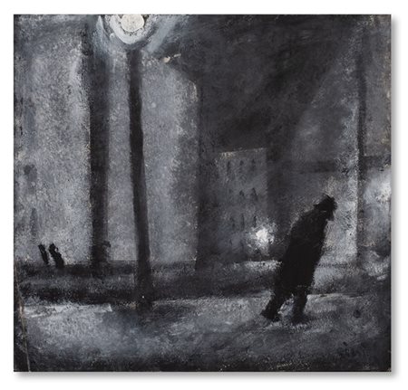 Mario Sironi "Periferia con figura" 1929 circa
tempera e matita grassa su carta