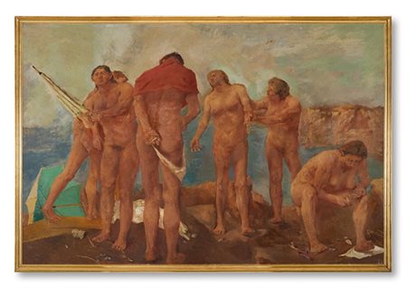 Fausto Pirandello "Bagnanti" 1939
olio su tavola
cm 150x224,5
Firmato in basso a