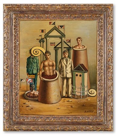 Giorgio de Chirico "I bagni misteriosi" 1960 circa
olio su cartone telato
cm 49,