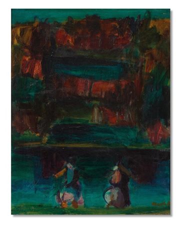 Ennio Morlotti "Lavandaie sull'Adda" 1952
olio su tela
cm 87,5x69,5
Firmato in b