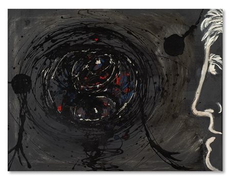 Enrico Baj "Bisogna guardarsi attorno" 1954
olio e smalto su tela
cm 60x80
Firma