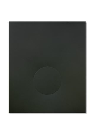 Turi Simeti "Un tondo grigio" 1989acrilico su tela sagomatacm 140x120Firmato