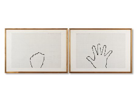 Alighiero Boetti "Mano aperta pugno chiuso" 1979
inchiostro su carta
cm 35x50 ci