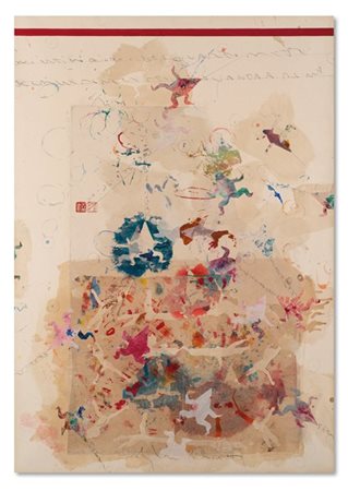 Alighiero Boetti "Senza titolo (Inseguire, seguire...)" 1990
tecnica mista su ca