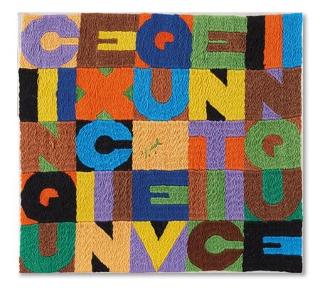 Alighiero Boetti "Cinque x cinque venticinque" 1988
ricamo su tessuto
cm 21x22,8