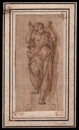 SCUOLA TOSCANA. XVI SECOLO Studio per un caneforo Inchiostro a penna e a...