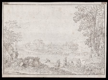 CARLO ANTONIO TAVELLA (1668-1738). CERCHIA DI Paesaggio con Orfeo ed Euridice...
