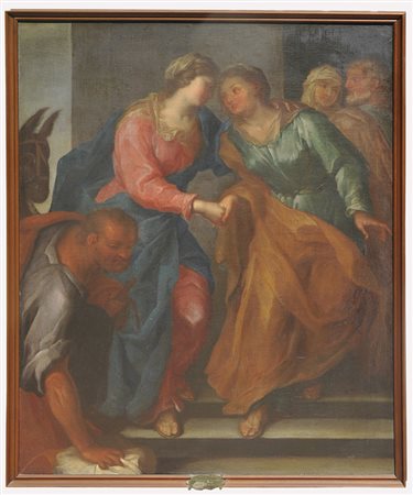 SCUOLA TOSCOEMILIANA, XVII SECOLO La Visitazione Olio su tela 84x110 cm. Una...