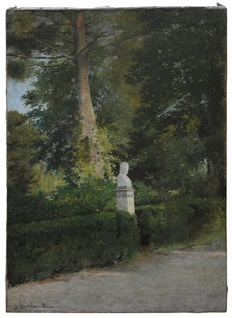 GUERRINO GUARDABASSI (1841-1893) Sul Pincio Olio su tela 44,5x63 cm. Firma al...