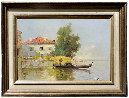 VIRGILIO RIPARI (1843/46-1902). ATTRIBUITO A Venezia Olio su tela 29,5x44,5...