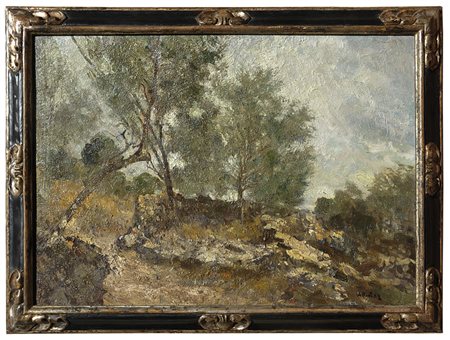 ATTILIO PRATELLA (1856-1949) Paesaggio 1941 Olio su tela 70x105 cm. Dedica,...